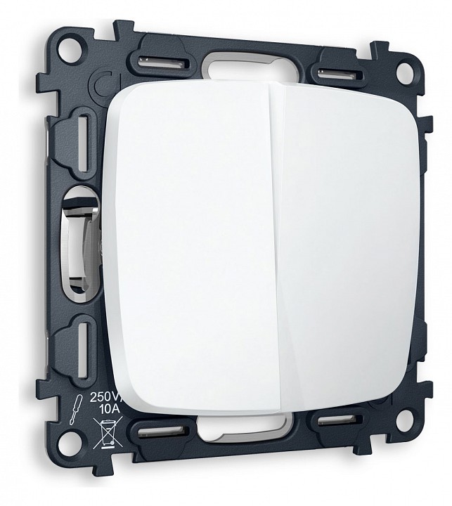 Выключатель проходной двухклавишный без рамки Ambrella Volt Quant MO123020