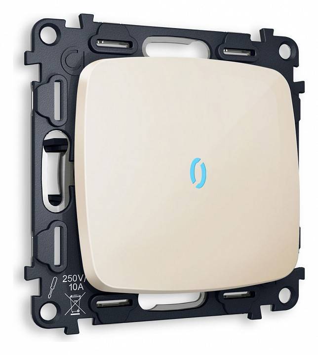 Выключатель проходной одноклавишный с подсветкой без рамки Ambrella Volt Quant MO302040