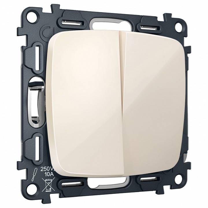 Выключатель перекрестный двухклавишный без рамки Ambrella Volt OMEGA MO303030