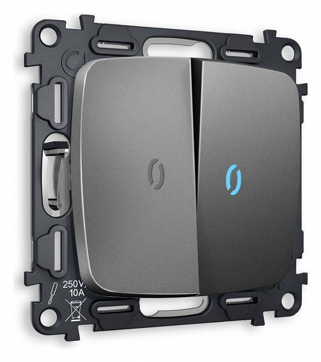 Выключатель двухклавишный с подсветкой без рамки Ambrella Volt Quant MO654020