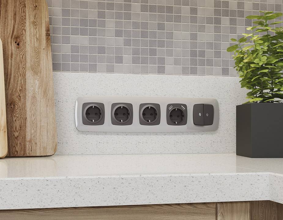 Клавиши для выключателя двухклавишного c подсветкой Ambrella Volt Quant OP9040