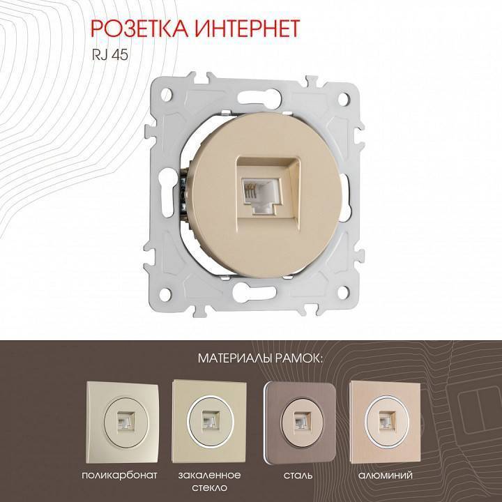 Розетка Ethernet RJ-45 без рамки Arte Milano am-202 202.45-1.shampan