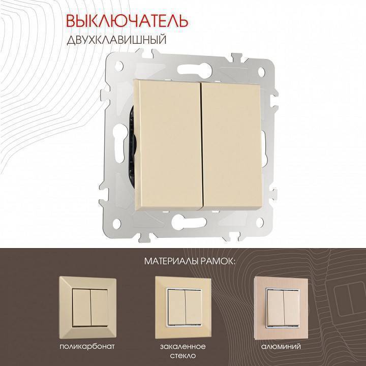 Выключатель двухклавишный без рамки Arte Milano 203 203.30-2.shampan