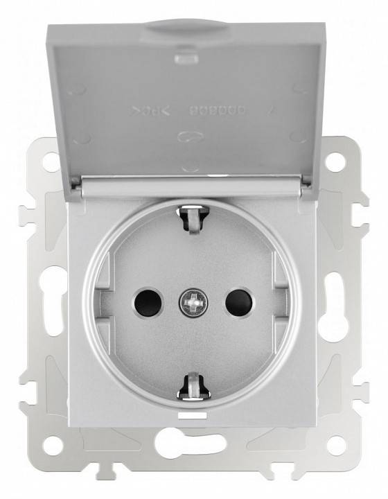 Розетка влагозащищенная с заземлением и со шторкой с крышкой Arte Milano am-203 203.41-1.silver