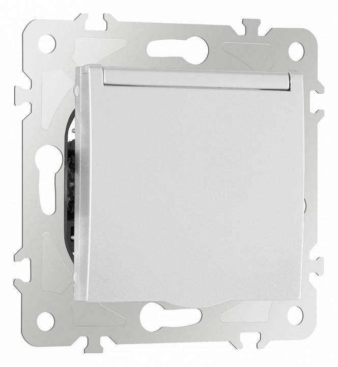 Розетка влагозащищенная с заземлением и со шторкой с крышкой Arte Milano am-203 203.41-1.silver