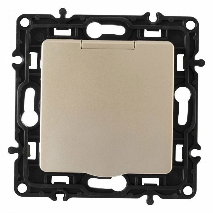 Розетка влагозащищенная с заземлением и со шторкой с крышкой Arte Milano am-217 217.41-1.shampan