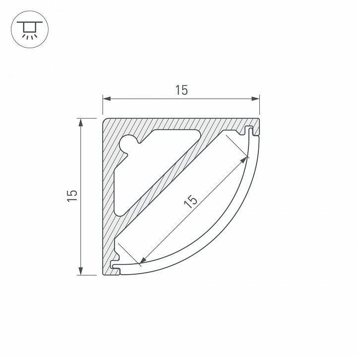 Профиль накладной Arlight SL-KANT-H15-2000 ANOD 019327