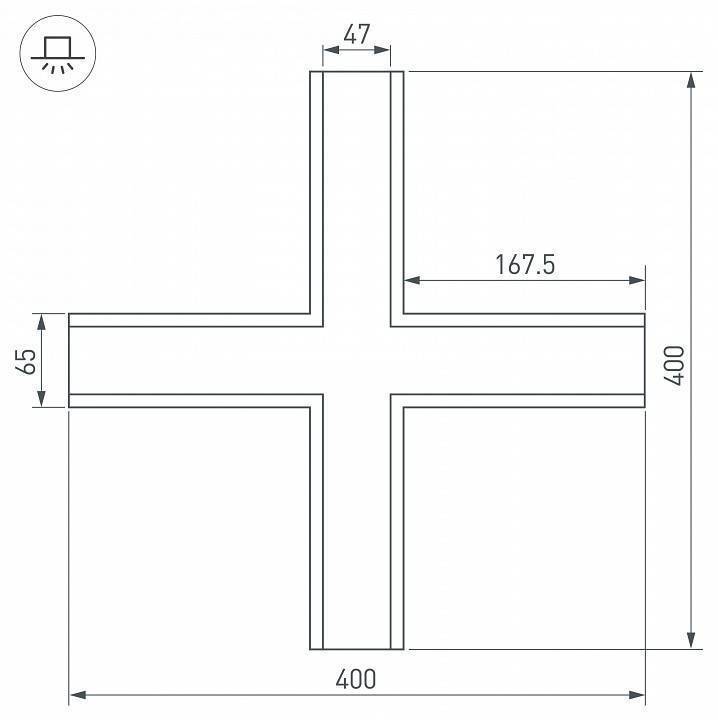 Соединитель угловой X-образный накладной Arlight S-LUX 030127