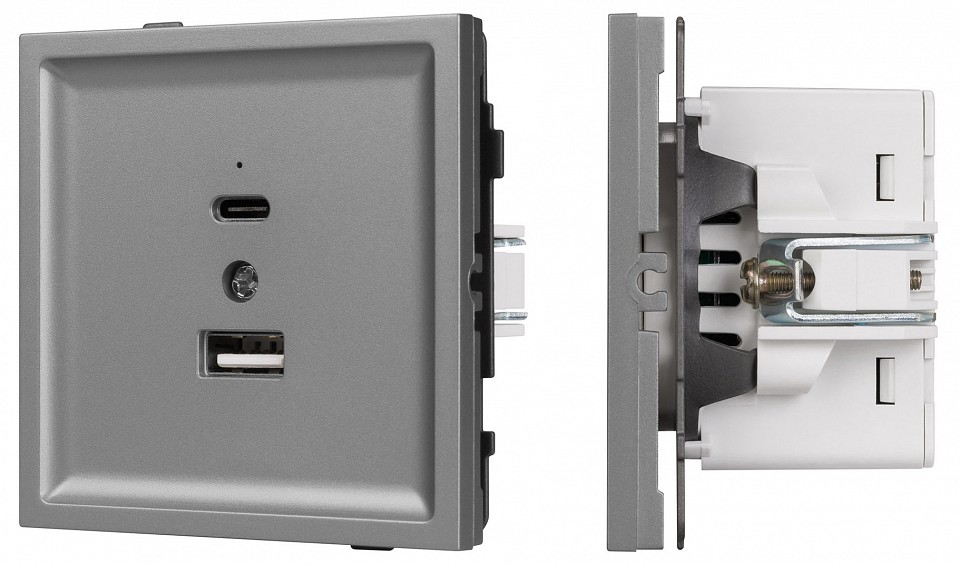 Розетка 2хUSB type A и C без рамки Arlight SCT-TENDO 054096