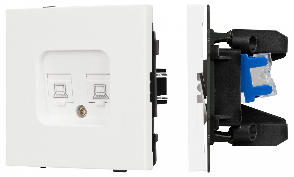 Розетка двойная Ethernet RJ-45 и со шторками, без рамки Arlight SCT-TENDO 054598