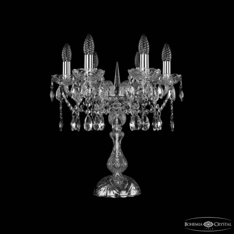 Настольная лампа декоративная Bohemia Ivele Crystal 1413 1413L/6/141-47 Ni