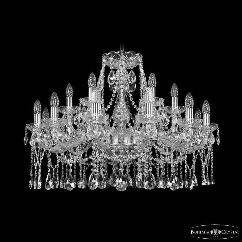 Подвесная люстра Bohemia Ivele Crystal 1413 1413/12+6/300 Ni
