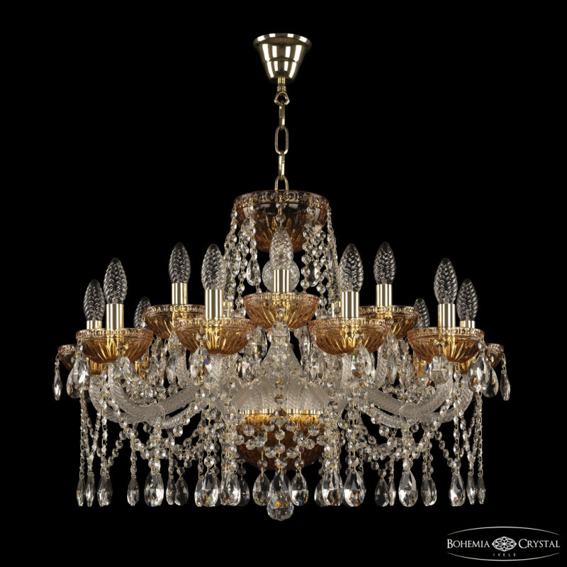 Подвесная люстра Bohemia Ivele Crystal 5413 5413/10+5/240 G Amber/M-1G