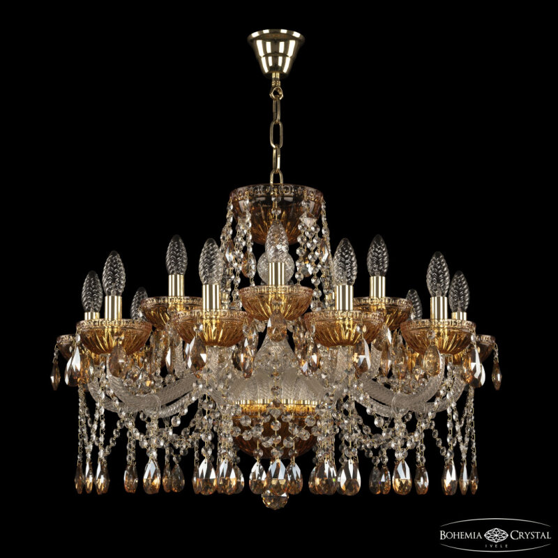 Подвесная люстра Bohemia Ivele Crystal 5413 5413/10+5/240 G Amber/M-1G K721
