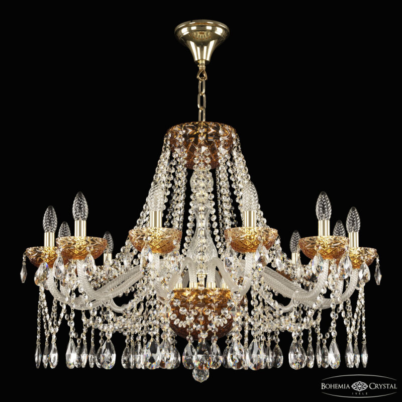 Подвесная люстра Bohemia Ivele Crystal 5413 5413/12/300 G Amber/M-1F