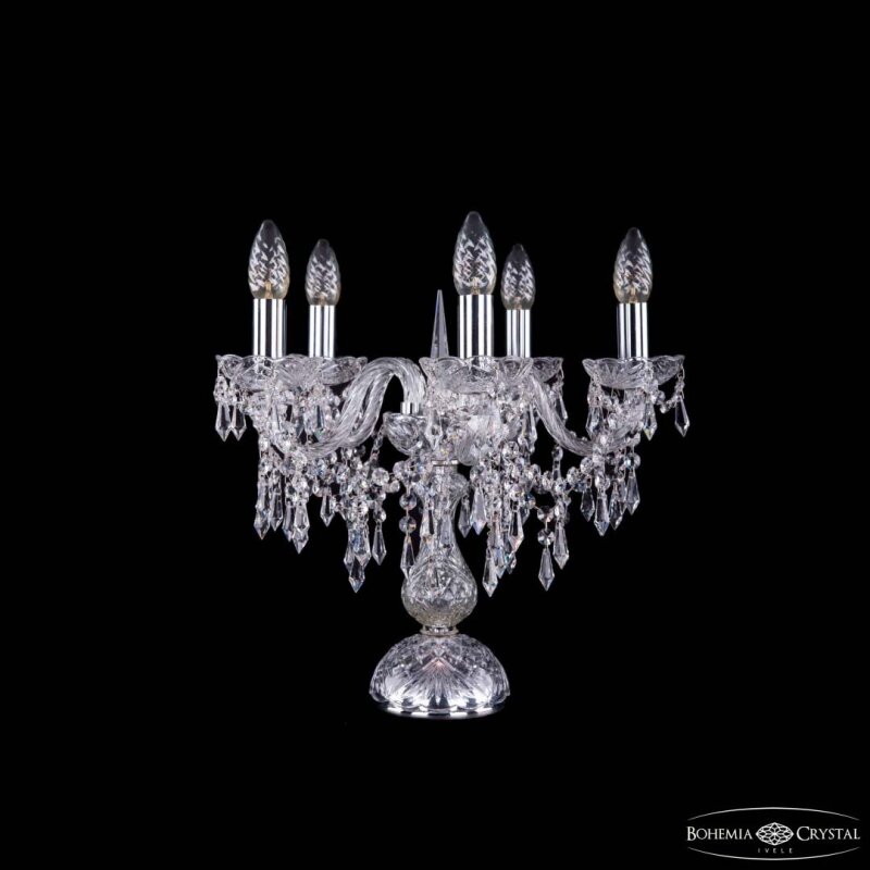 Настольная лампа декоративная Bohemia Ivele Crystal 1403 1403L/5/141-39 Ni