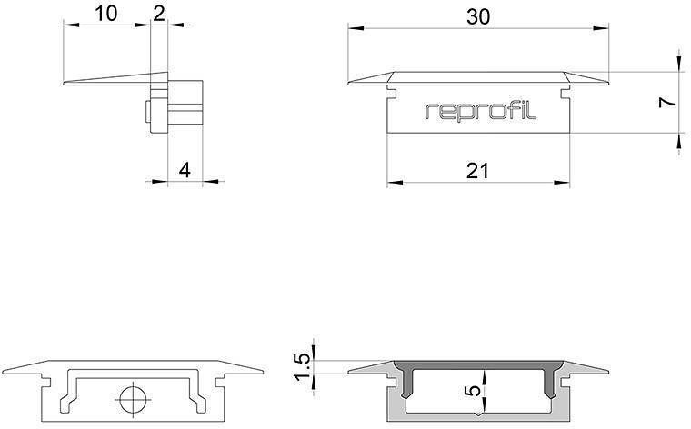 Набор заглушек для профиля Deko-Light P-ET-01-15 черные 10 шт. 978112