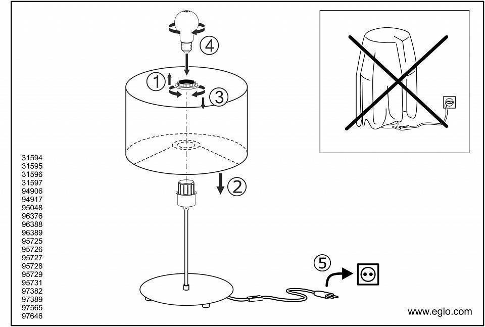 Настольная лампа декоративная Eglo ПРОМО Viserbella 97646