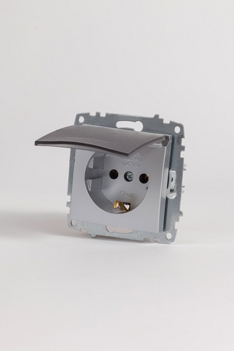 Розетка с заземлением с крышкой, без рамки Elbi Eleсtriс Zena Vega 609-011000-218
