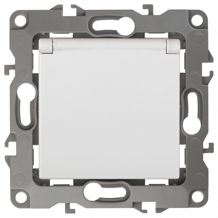 Розетка с заземлением и со шторкой, без рамки с крышкой Эра Эра 12 12-2103-01