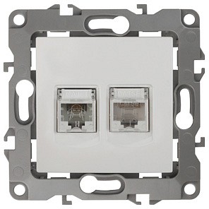 Розетка двойная RJ-11 и Ethernet RJ-45, без рамки Эра Эра 12 12-3109-01
