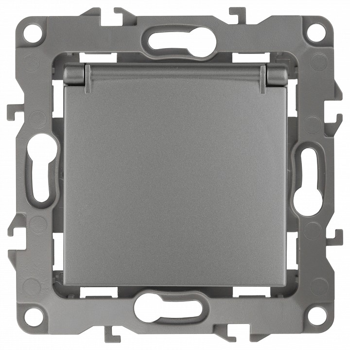 Розетка с заземлением и со шторкой, без рамки с крышкой Эра Эра 12 12-2103-12