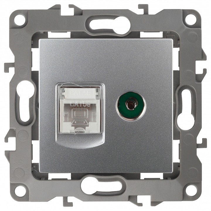 ТВ-розетка и розетка Ethernet RJ-45 без рамки Эра Эра 12 12-3110-03