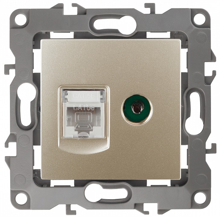 ТВ-розетка и розетка Ethernet RJ-45 без рамки Эра Эра 12 12-3110-04