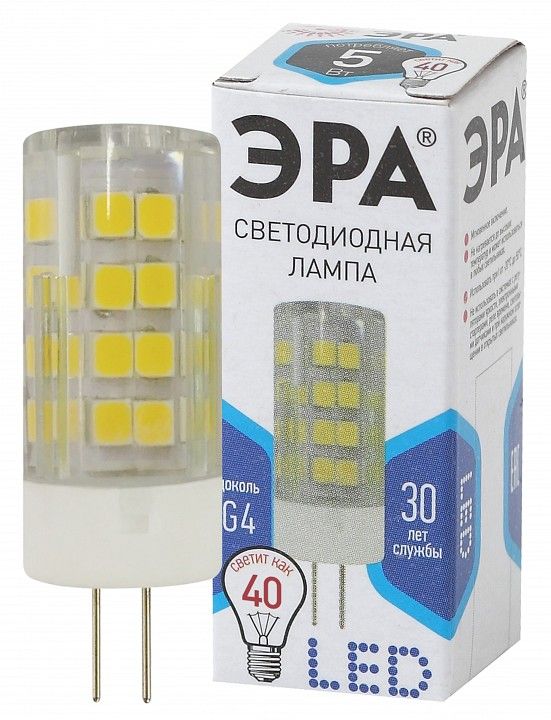 Лампа светодиодная ЭРА Стандарт G4 5 Вт 220 В 4000 К LED-JC-5W-220V-CER-840-G4