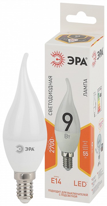 Лампа светодиодная Эра Стандарт LED BXS-9W-827-E14