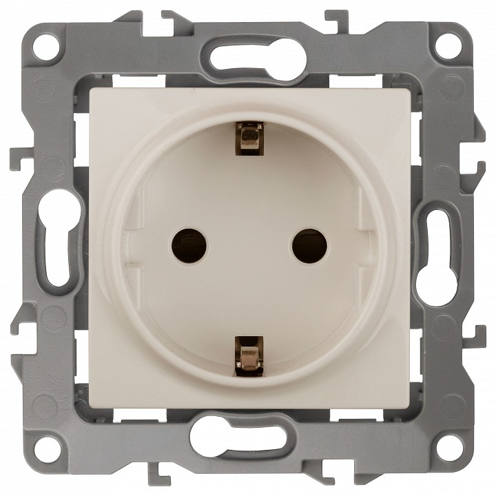 Розетка двухместная с заземлением без рамки ЭРА 12 белый 12-2111-02