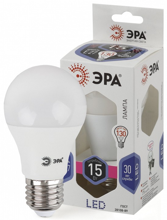 Лампа светодиодная Эра Стандарт LED A60-15W-860-E27