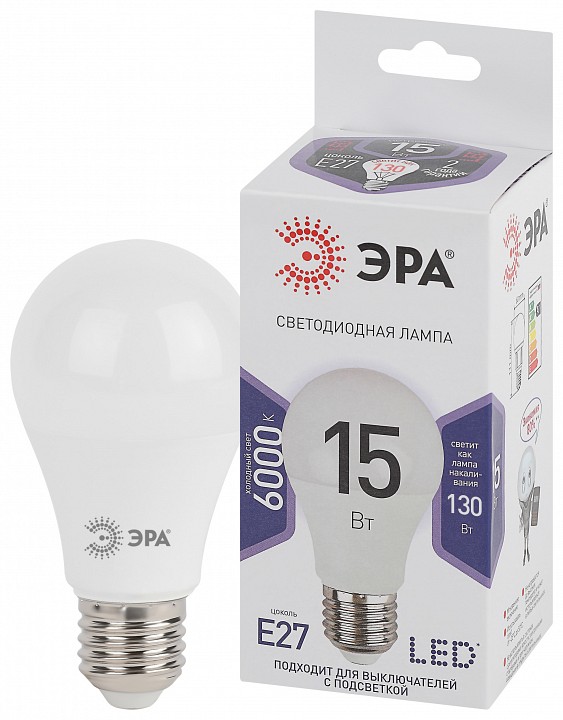 Лампа светодиодная Эра Стандарт LED A60-15W-860-E27