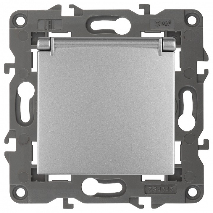 Розетка с заземлением и со шторкой, без рамки с крышкой Эра Эра Elegance 14-2103-03