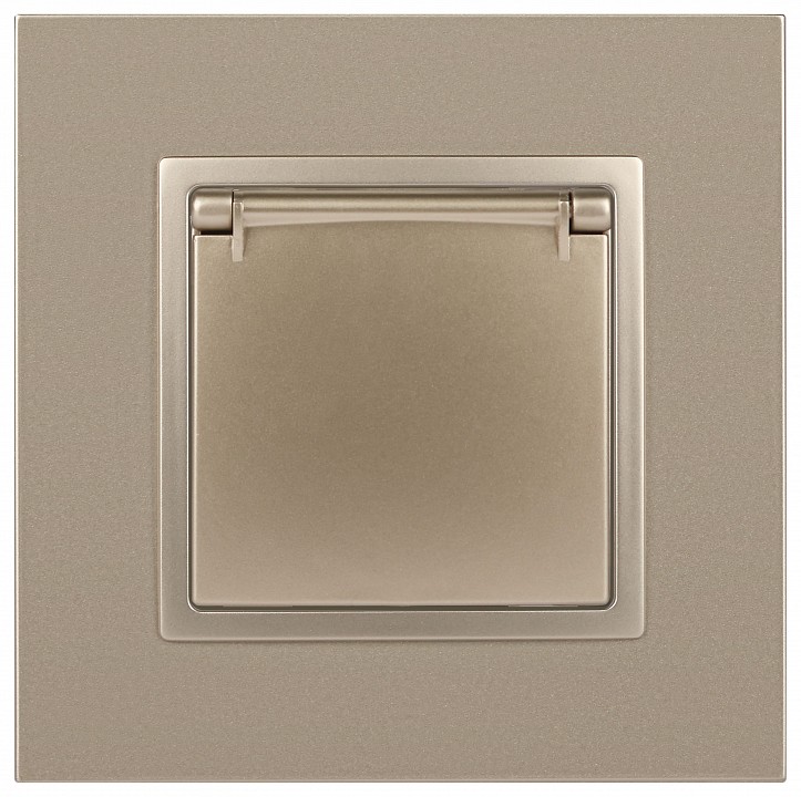 Розетка с заземлением и со шторкой, без рамки с крышкой Эра Эра Elegance 14-2103-04