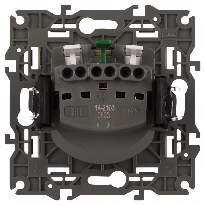 Розетка с заземлением и со шторкой, без рамки с крышкой Эра Эра Elegance 14-2103-04