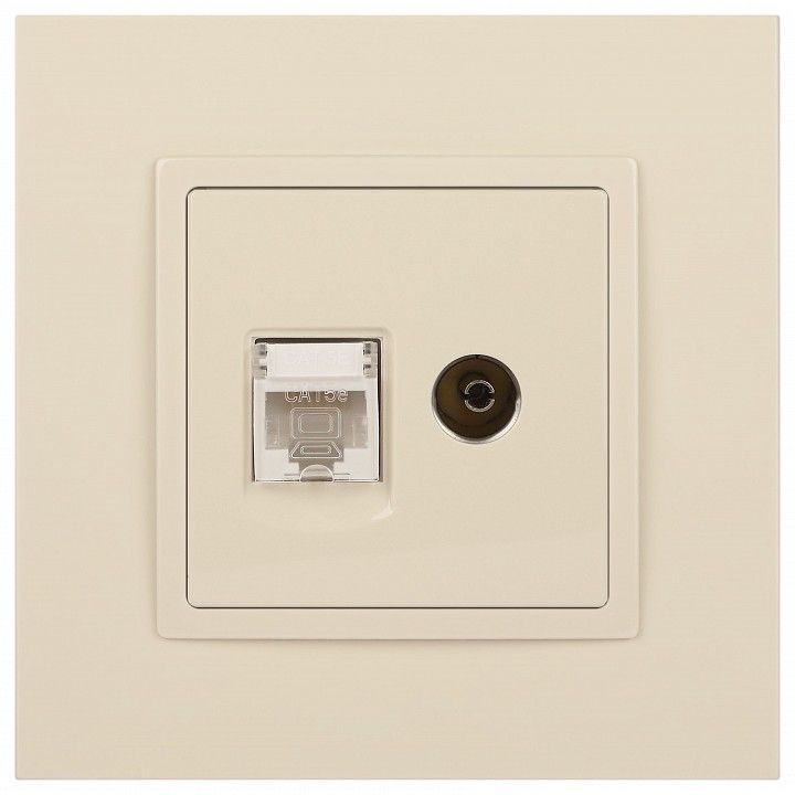ТВ-розетка и розетка Ethernet RJ-45 без рамки Эра Эра Elegance 14-3110-02