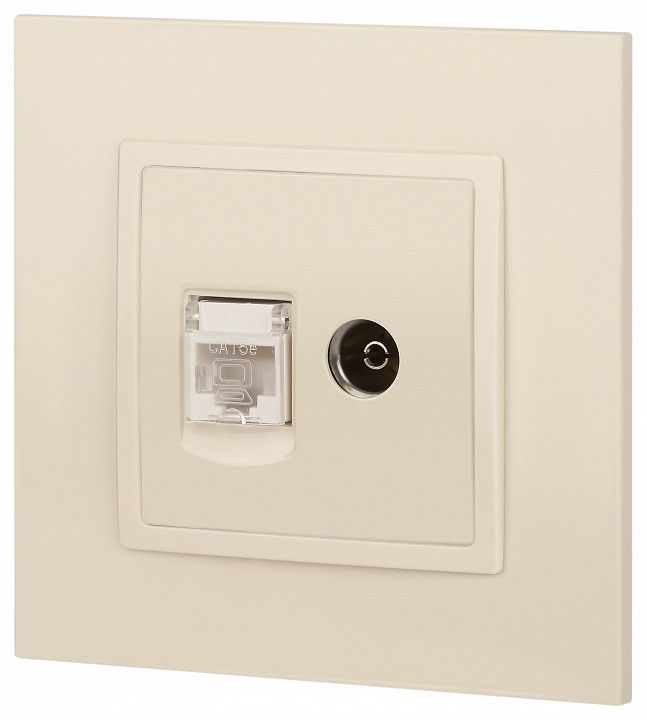 ТВ-розетка и розетка Ethernet RJ-45 без рамки Эра Эра Elegance 14-3110-02