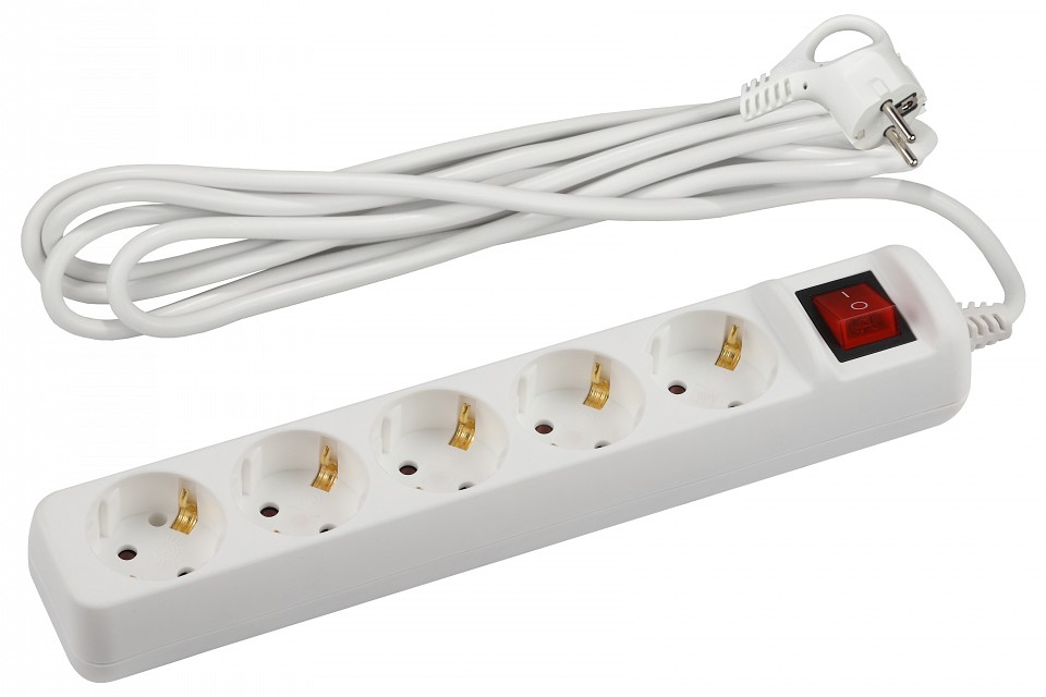 Удлинитель с выключателем ЭРА U-5es-5m 5 розеток 5 м 3х1.5 мм² U-5es-5m-3x1,5