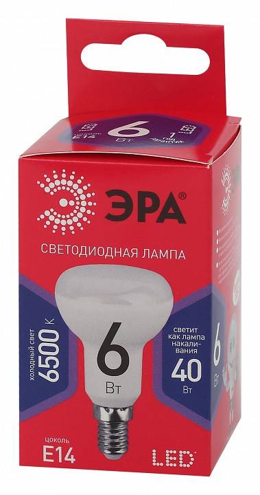Лампа светодиодная ЭРА ЭКО E14 6 Вт 6500 К Б0045335