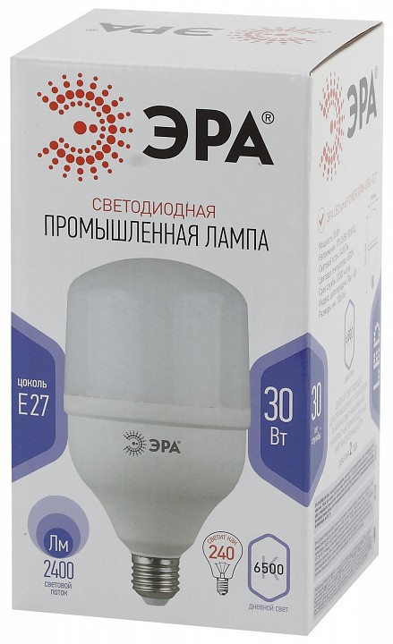 Лампа светодиодная ЭРА Стандарт E27 30 Вт 6500 K LED POWER T100-30W-6500-E27