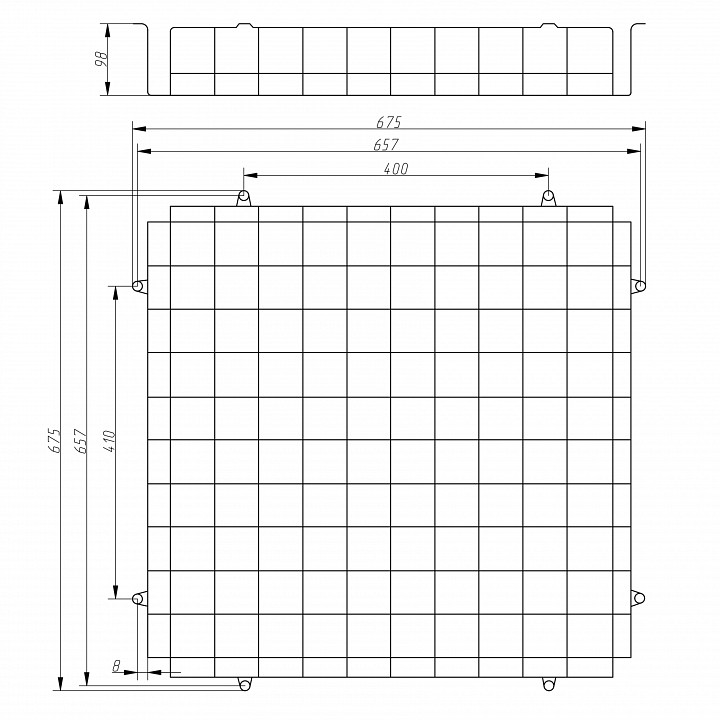 Решетка защитная для светильников Эра  SPO-BAR-650-650