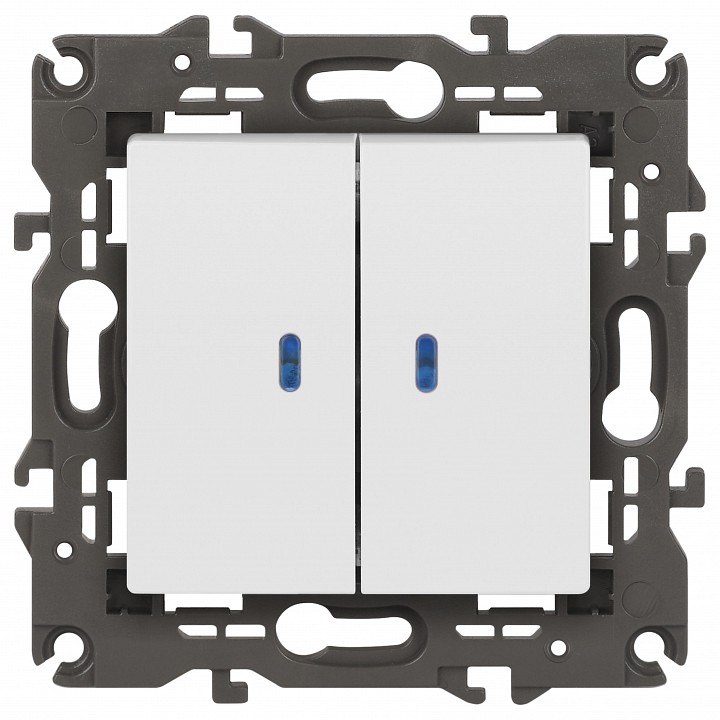 Выключатель двухклавишный с подсветкой без рамки Эра Эра Elegance 14-1105-01М