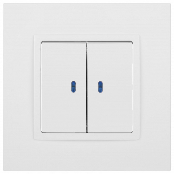 Выключатель двухклавишный с подсветкой без рамки Эра Эра Elegance 14-1105-01М