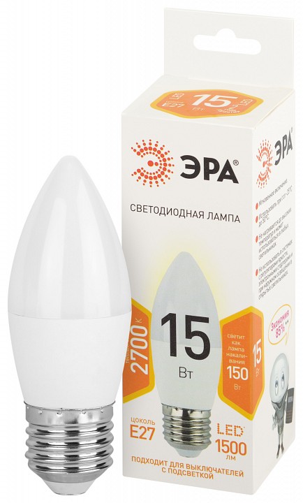 Лампа светодиодная Эра Стандарт LED B35-15W-827-E27