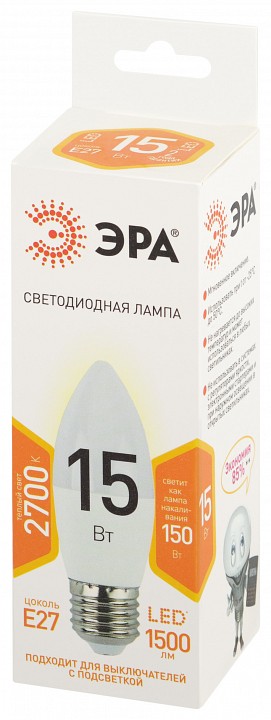 Лампа светодиодная Эра Стандарт LED B35-15W-827-E27