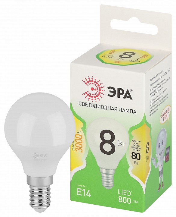 Лампа светодиодная Эра Green Line LED P45-8W-830-E14 GL