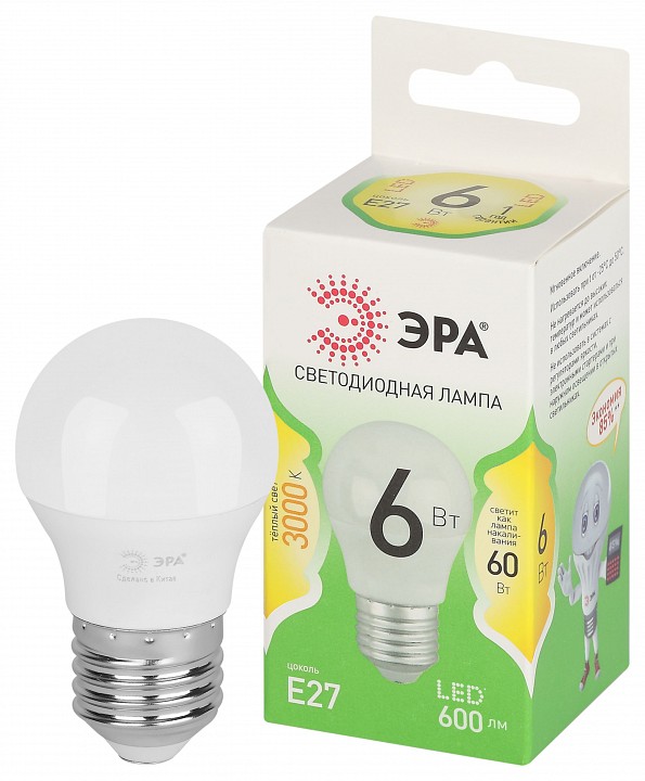 Лампа светодиодная Эра Green Line LED P45-6W-830-E27 GL