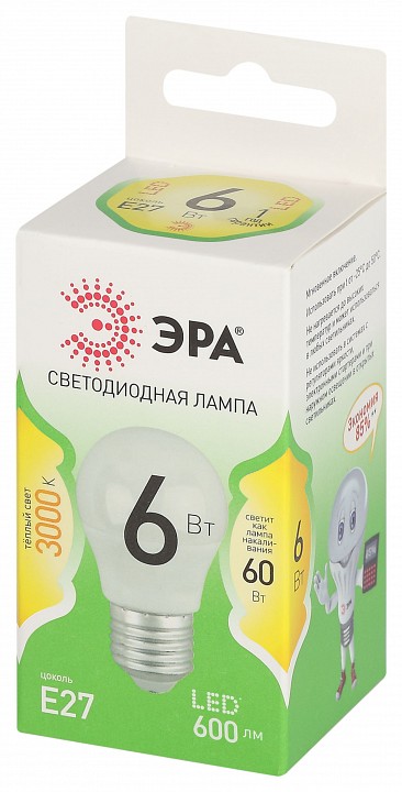 Лампа светодиодная Эра Green Line LED P45-6W-830-E27 GL