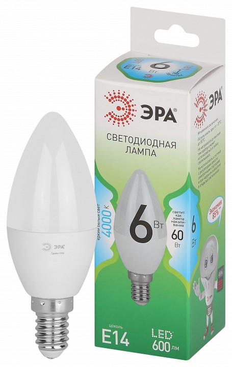 Лампа светодиодная Эра Green Line LED B35-6W-840-E14 GL